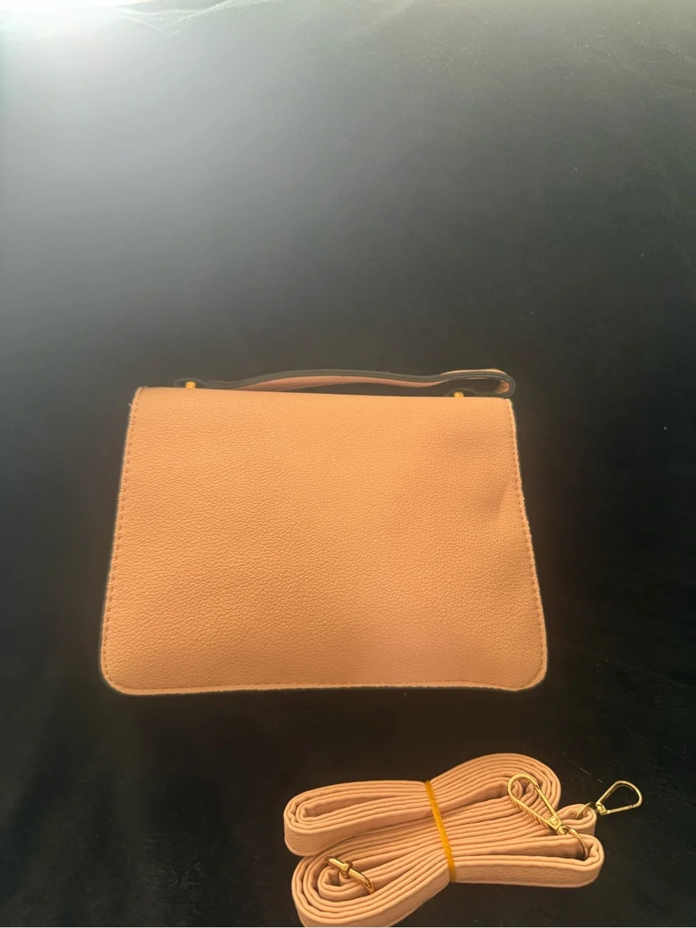 Classic Pebbled Leather Shoulder Bag in Blush vegan leather